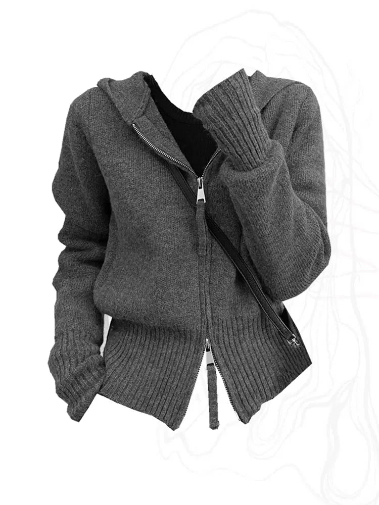 Acubi Solid Cardigan: Cozy Y2K Aesthetic Layering Essential for Chic Outfits