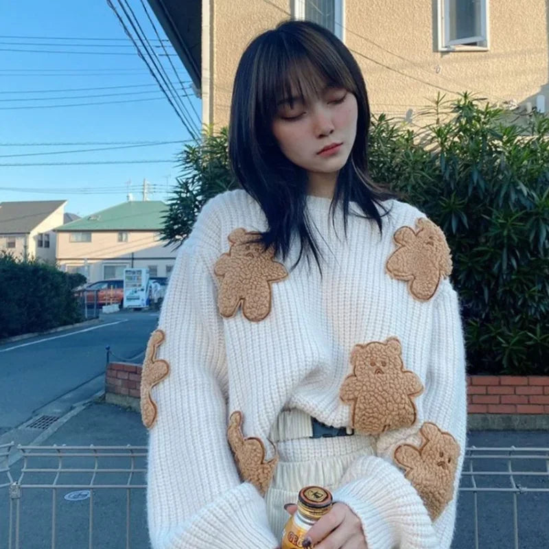 Adorable Kawaii Bear Sweater - Cozy and Cute for Y2K and Coquette Aesthetic Lovers