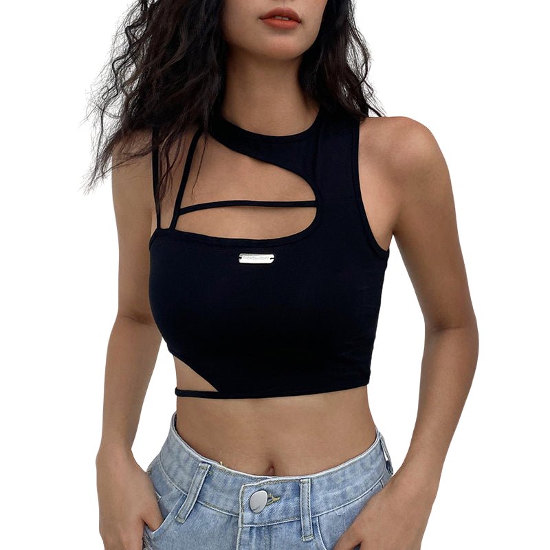 Aesthetic Y2K Hollow Out Crop Top for Trendy Coquette and Grunge Outfits