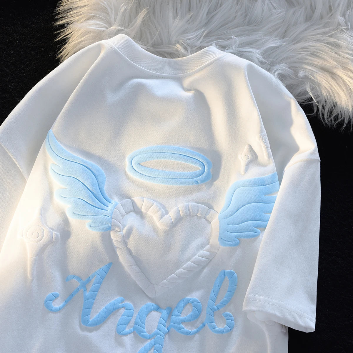 Angel Heart Print Y2K Aesthetic Tee - Cute Top for Coquette and Grunge Styles