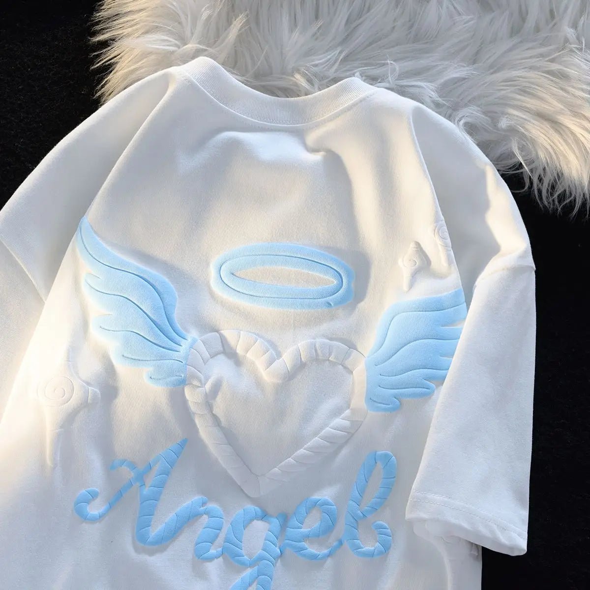 Angel Love Y2K Aesthetic Cotton T-Shirt - Cute Top for Coquette and Grunge Styles