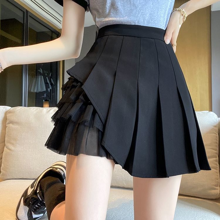 Asymmetrical Pleated Cargo Skirt - Y2K Fashion with Grunge Aesthetic Touch