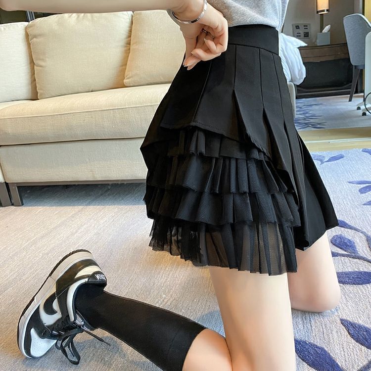 Asymmetrical Pleated Cargo Skirt - Y2K Fashion with Grunge Aesthetic Touch