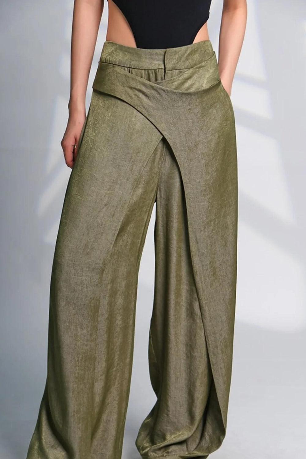 Asymmetrical Wide Leg Pants for Y2K Fashion - Trendy Grunge Aesthetic Bottoms