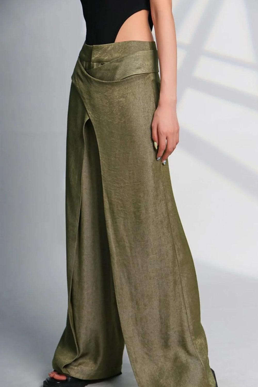 Asymmetrical Wide Leg Pants for Y2K Fashion - Trendy Grunge Aesthetic Bottoms