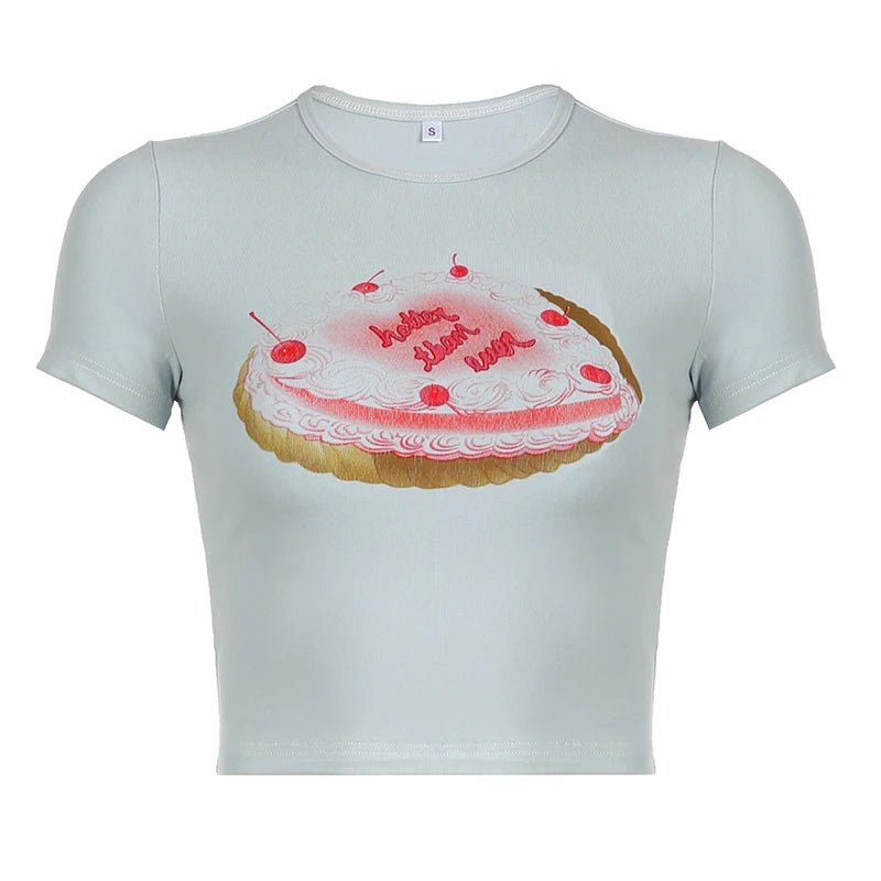 Cake Print Y2K Aesthetic Top - Cute and Comfy for Coquette and Grunge Styles