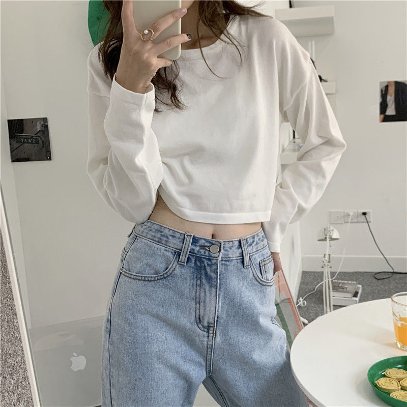 Candy Color Long Sleeve Crop Sweater - Y2K Aesthetic Cute Top for Stylish Outfits