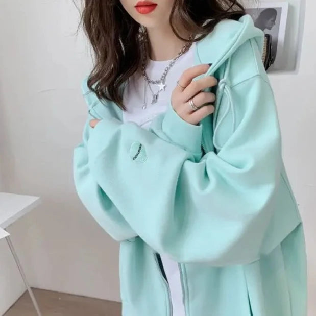 Casual Candy Color Y2K Hoodie - Cute Pastel Aesthetic for Comfy Everyday Style