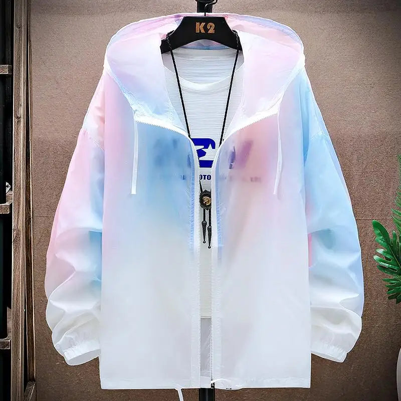 Casual Gradient Y2K Aesthetic Sunscreen Jacket for Trendy Outdoor Looks