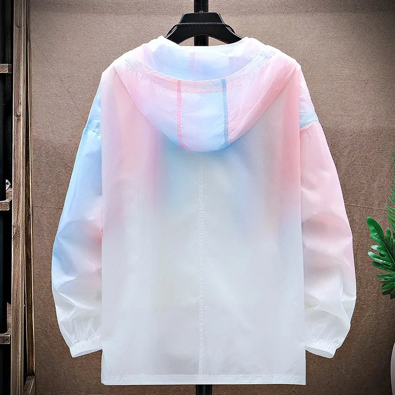 Casual Gradient Y2K Aesthetic Sunscreen Jacket for Trendy Outdoor Looks