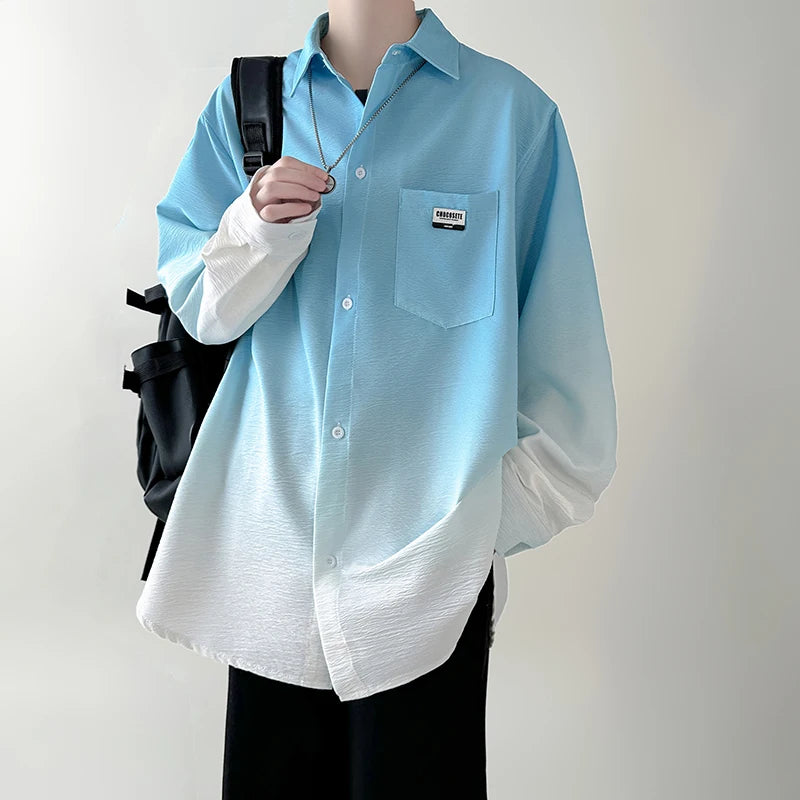 Casual Loose Gradient Y2K Shirt - Trendy Aesthetic Top for Effortless Style