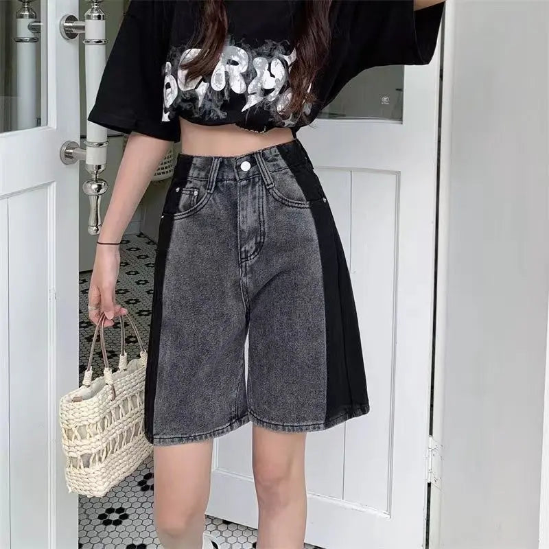 Casual Loose Y2K Denim Shorts for Effortless Grunge Aesthetic Outfits