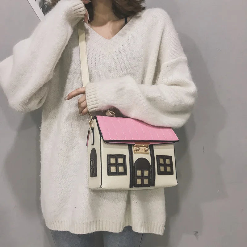 Charming House-Shaped Handbag for Y2K Fashion Lovers and Coquette Aesthetic Enthusiasts