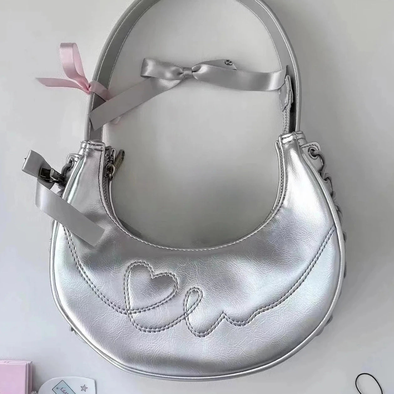 Charming Silver Lolita Bag for Y2K Fashion and Coquette Aesthetic Outfits