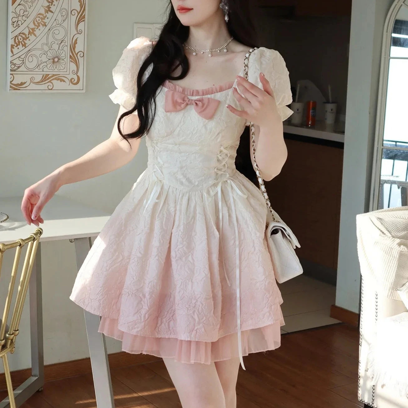 Charming Sweet Lolita Fairy Dress - Enchanting Y2K Aesthetic with Coquette Style Elements