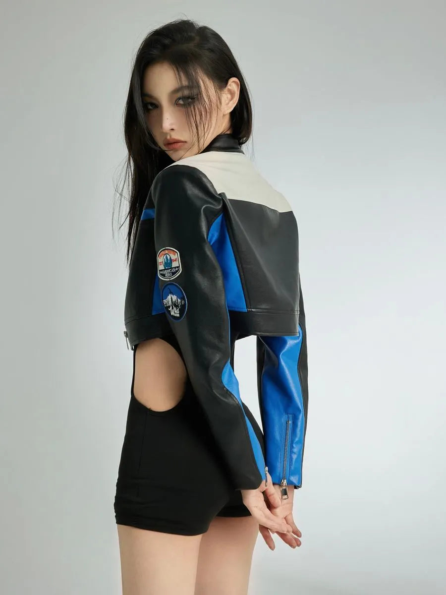 Chic Aesthetic Motorcycle Jacket for Y2K Fashion Lovers and Grunge Style Enthusiasts