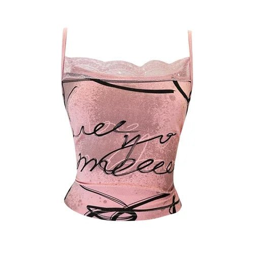 Chic Backless Lace Camisole Tank Top for Y2K Aesthetic and Coquette Style Outfits