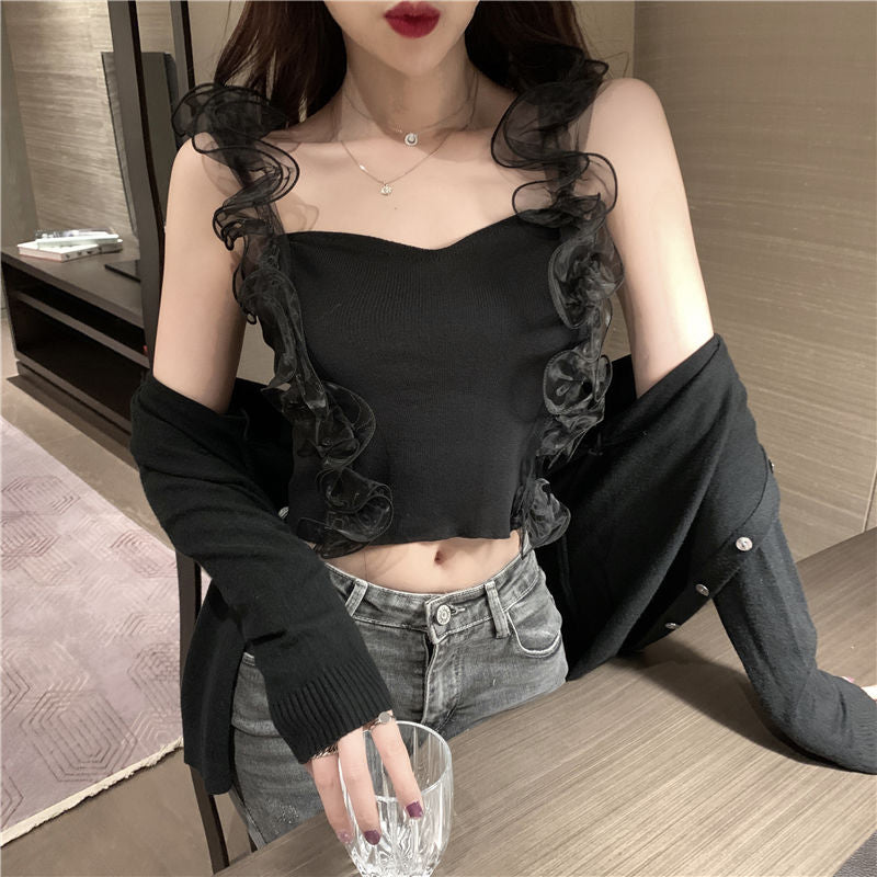 Chic Lace Stitching Corset Crop Top - Y2K Fashion Essential for Aesthetic Outfits