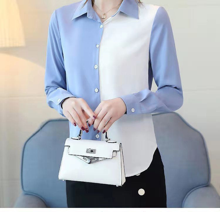 Chic Long Sleeve Blouse with Elegant Color Combinations for Stylish Office Outfits