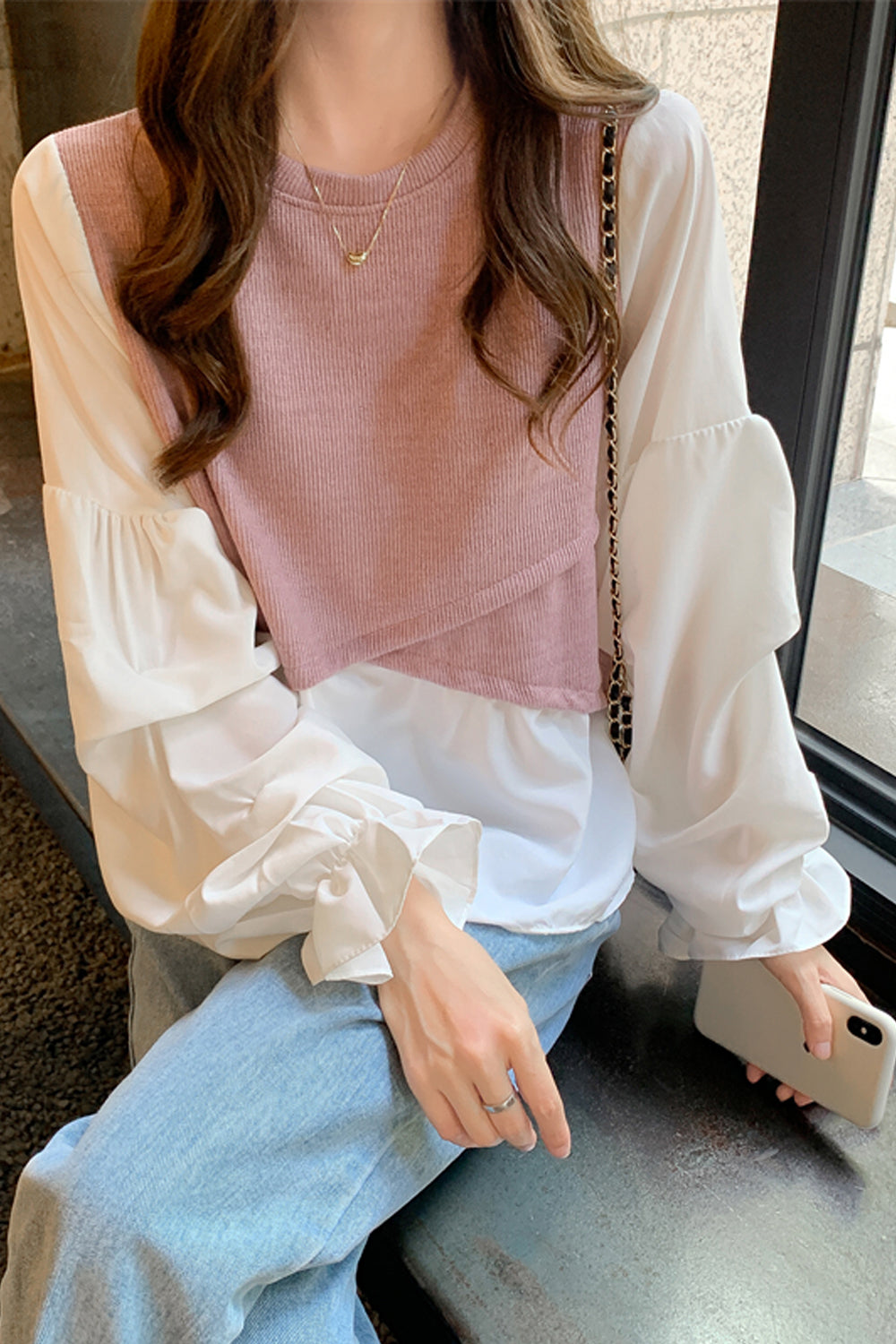 Chic Long Sleeve Blouse with Two Styles for Elegant Office Looks and Y2K Fashion Vibes