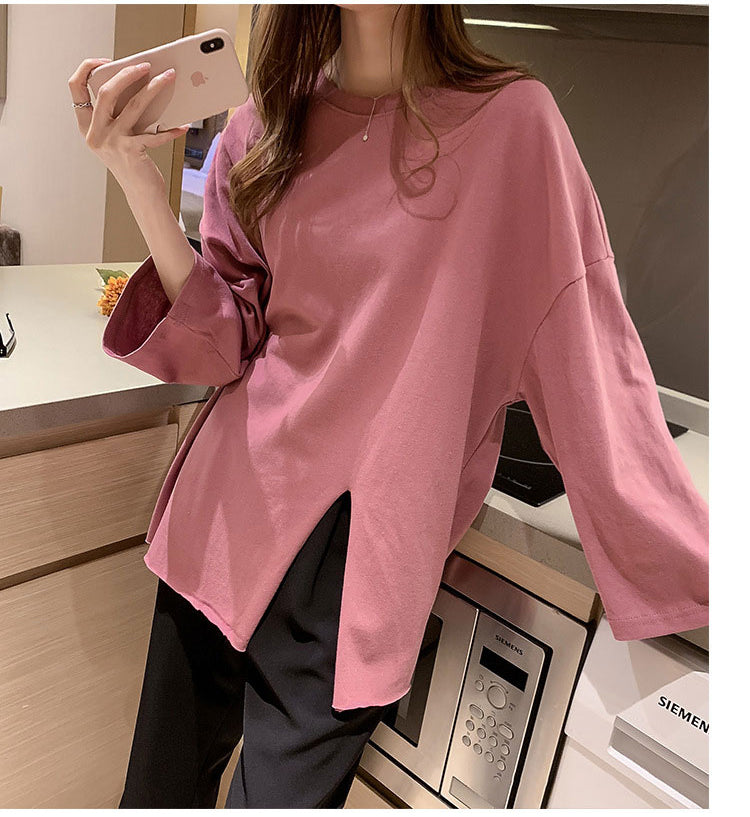 Chic Long Sleeve Loose Split Design Shirt for Y2K Fashion and Coquette Aesthetic