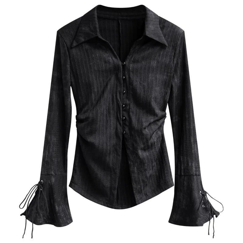 Chic Long Sleeve Y2K Fashion Blouse for Coquette Aesthetic and Grunge Style Outfits