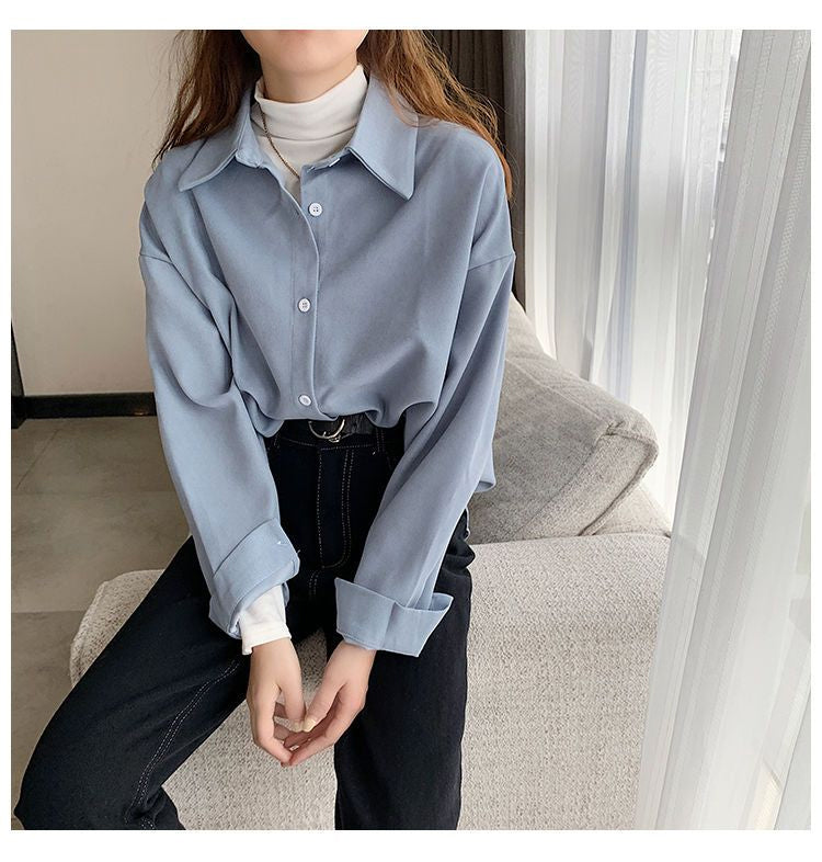 Chic Loose Turn Down Collar Casual Blouse - Y2K Fashion Essential for Aesthetic Outfits