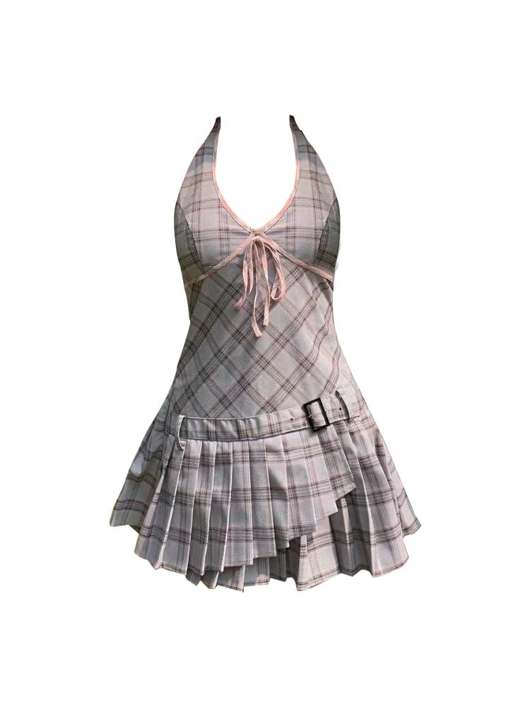 Chic Preppy Plaid Mini Dress for Y2K Aesthetic Style and Coquette Vibes