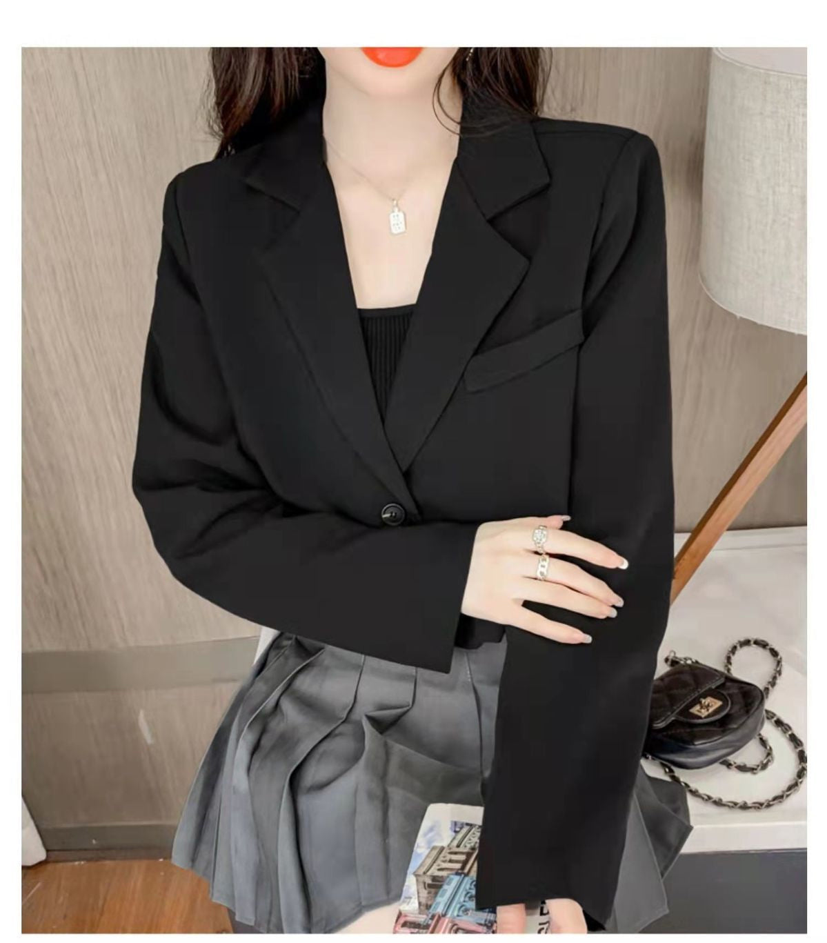 Chic Retro Office Crop Blazer for Y2K Fashion Lovers - Stylish and Versatile Aesthetic Top