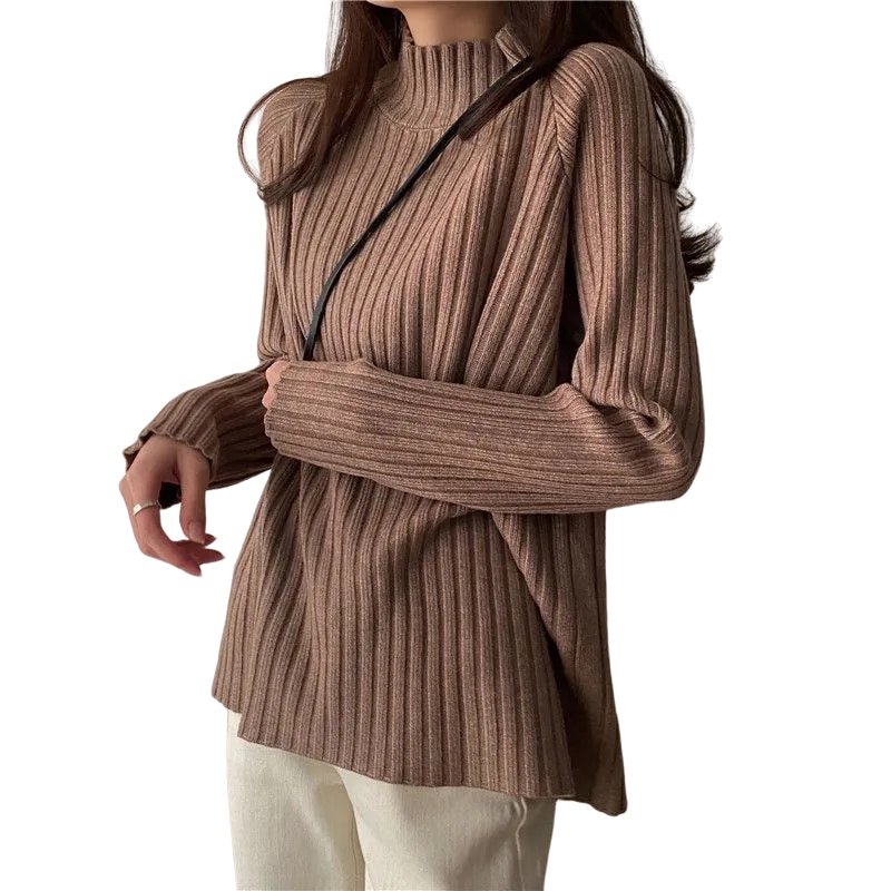 Chic Turtleneck Solid Sweater for Office Wear - Y2K Aesthetic Essential