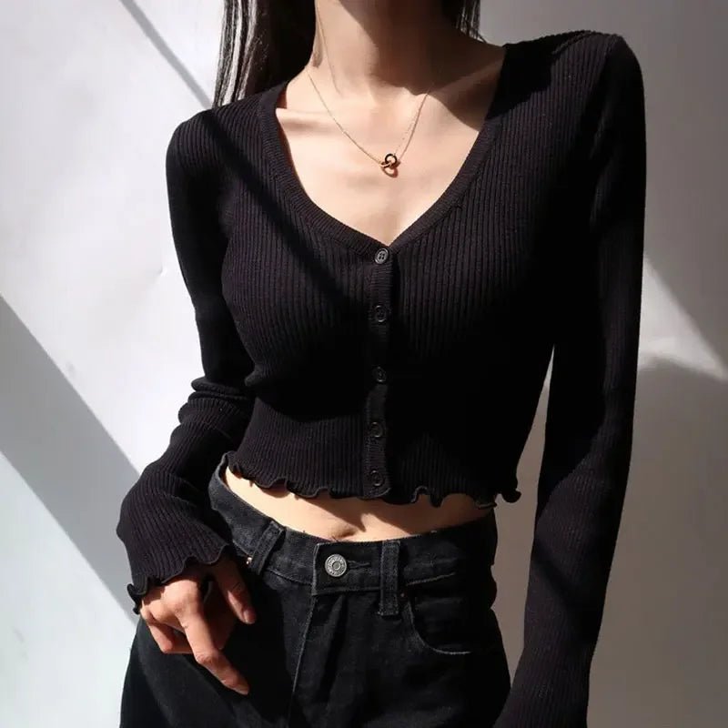 Chic Y2K Aesthetic Crop Cardigan Top for Stylish Coquette and Grunge Outfits