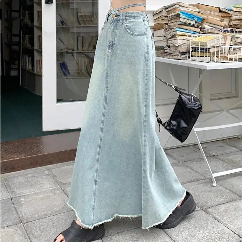 Chic Y2K Denim Maxi Skirt - Effortless Style for Grunge and Coquette Aesthetic Lovers