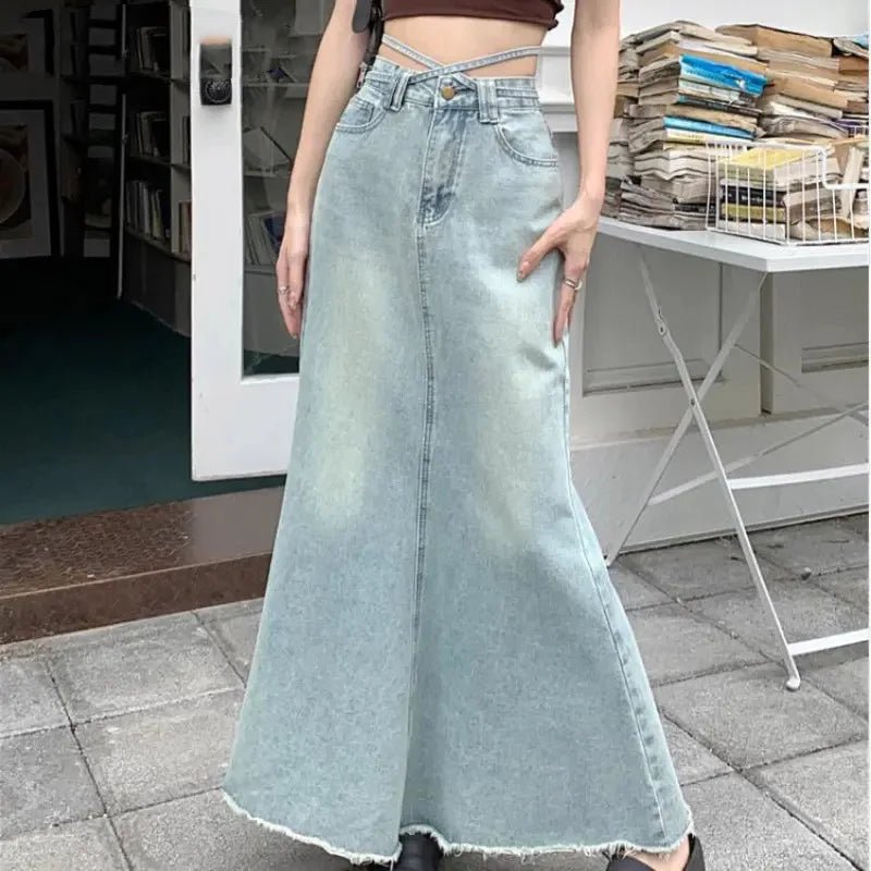 Chic Y2K Denim Maxi Skirt - Effortless Style for Grunge and Coquette Aesthetic Lovers