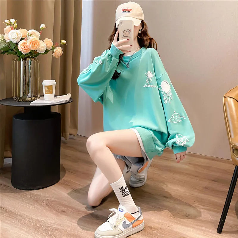 Chic Y2K Style Two-Piece Korean Pullover Set for Trendy Aesthetic Outfits