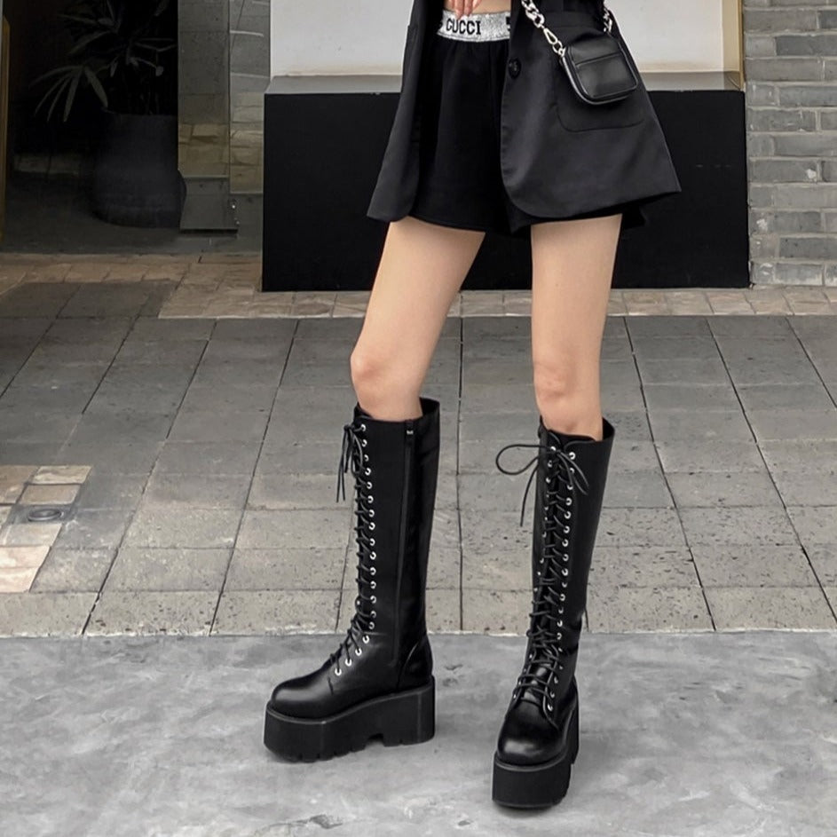 Chunky Platform High Boots for Y2K Aesthetic, Grunge Style, and Coquette Outfits