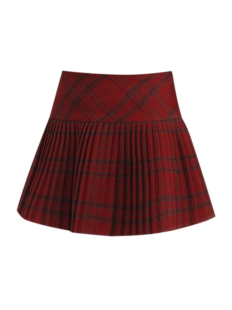 Classic Red Plaid Pleated Skirt - Y2K Aesthetic Grunge Style for Trendy Outfits