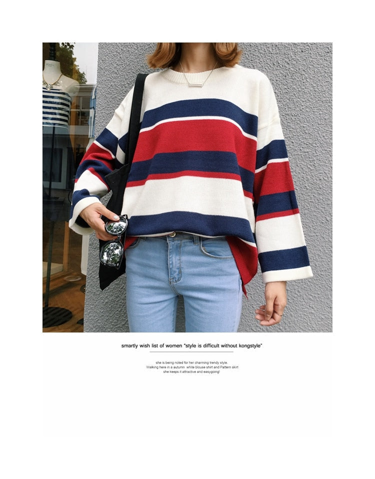 Colorful Striped Y2K Sweater - Trendy Aesthetic Knitwear for Cozy Outfits