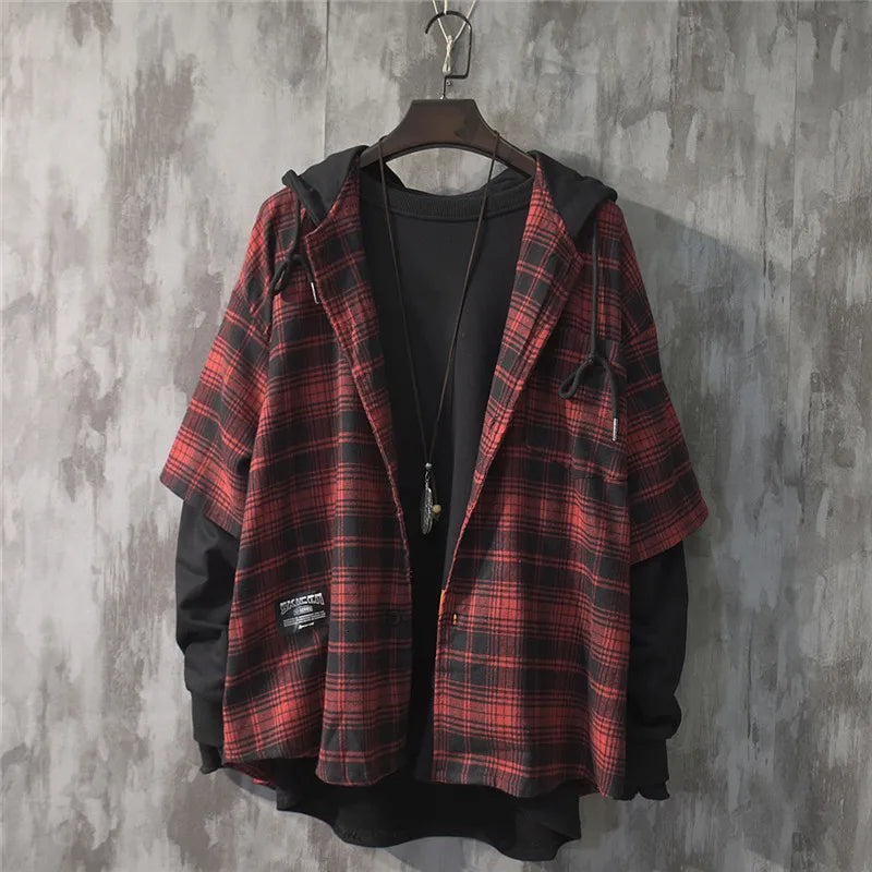 Coquette Aesthetic Harajuku Hooded Plaid Sweatshirt for Y2K Fashion Lovers