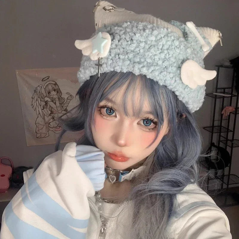 Coquette Aesthetic Harajuku Pastel Winter Hat for Y2K Fashion Lovers