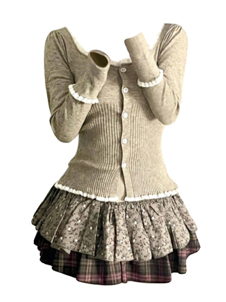 Coquette Aesthetic Korean Cardigan Sweater - Y2K Fashion Cute Layering Piece