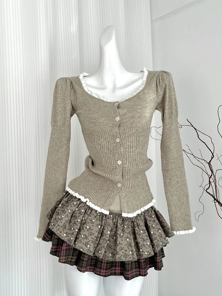 Coquette Aesthetic Korean Cardigan Sweater - Y2K Fashion Cute Layering Piece