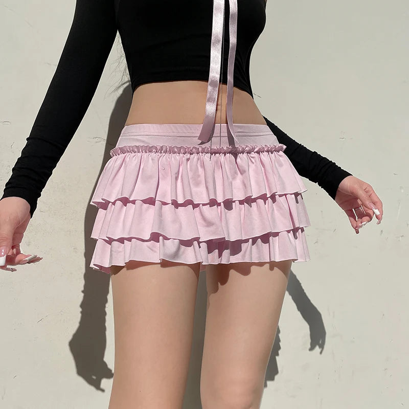 Coquette Aesthetic Layered Bow Mini Skort for Y2K Fashion Lovers