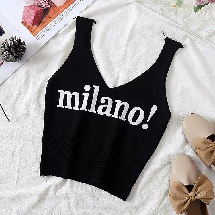 Coquette Aesthetic Milano Knitted Tank Top - Y2K Fashion Cute Crop Top for Stylish Outfits