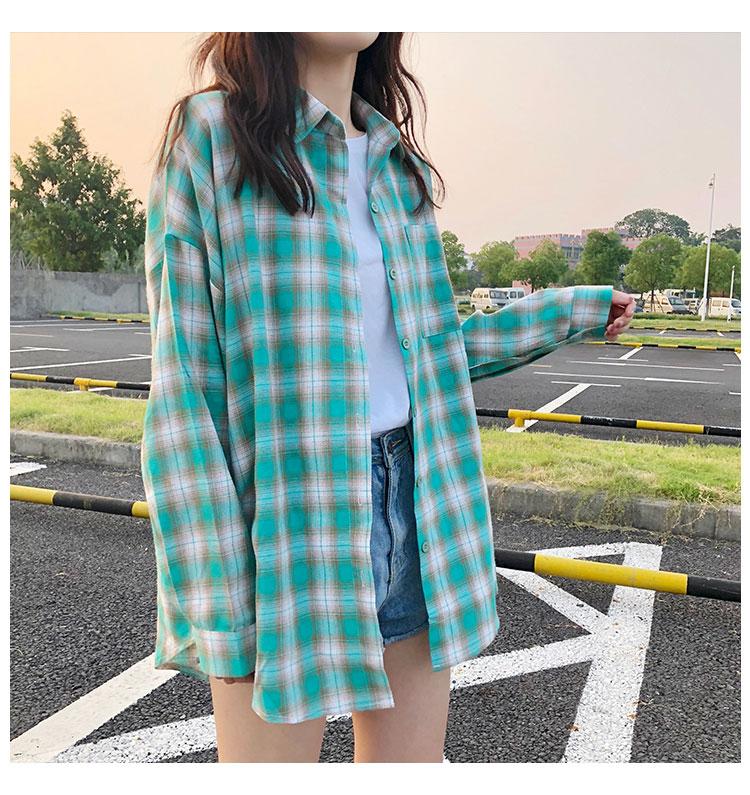 Coquette Aesthetic Plaid Flannel Pocket Button Shirt for Y2K Fashion Lovers