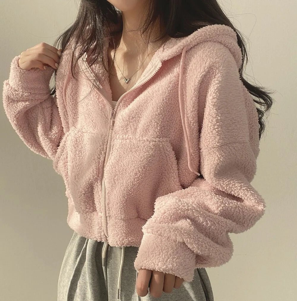 Cozy Cloud Sherpa Hoodie - Y2K Aesthetic Comfy Hoodie for Ultimate Style and Comfort