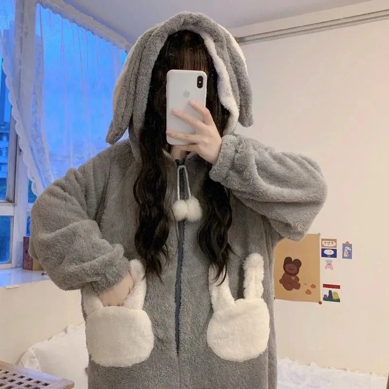 Cozy Cute Bunny Kigurumi Pajamas for Y2K Aesthetic Nights and Comfy Lounging