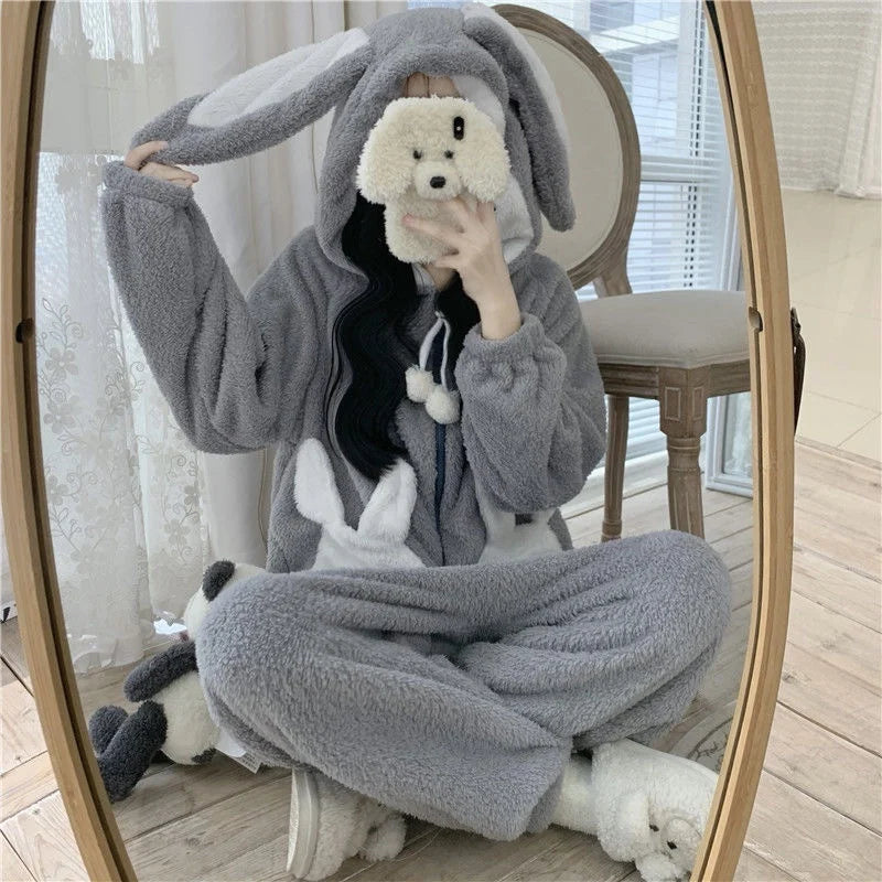 Cozy Cute Bunny Kigurumi Pajamas for Y2K Aesthetic Nights and Comfy Lounging