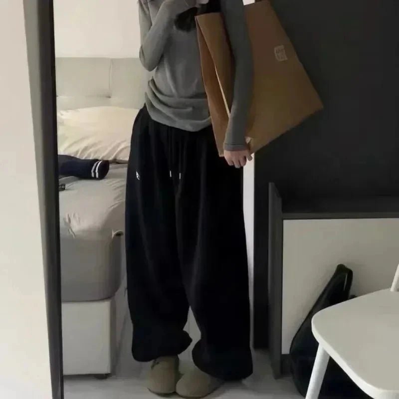 Cozy Fleece Wide Leg Sweatpants for Y2K Aesthetic and Comfy Casual Outfits