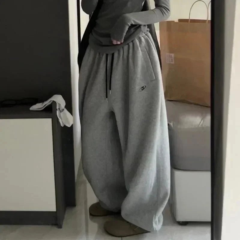 Cozy Fleece Wide Leg Sweatpants for Y2K Aesthetic and Comfy Casual Outfits