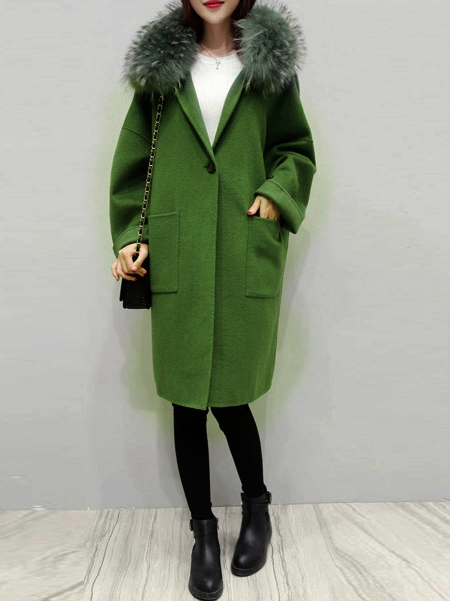 Cozy Green Long Faux Fur Coat for Winter - Y2K Aesthetic Outerwear